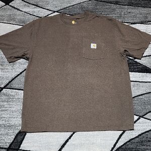 CARHARTT ORIGINAL-FIT BROWN CHEST POCKET LOGO PATCH TEE-SHIRT LARGE